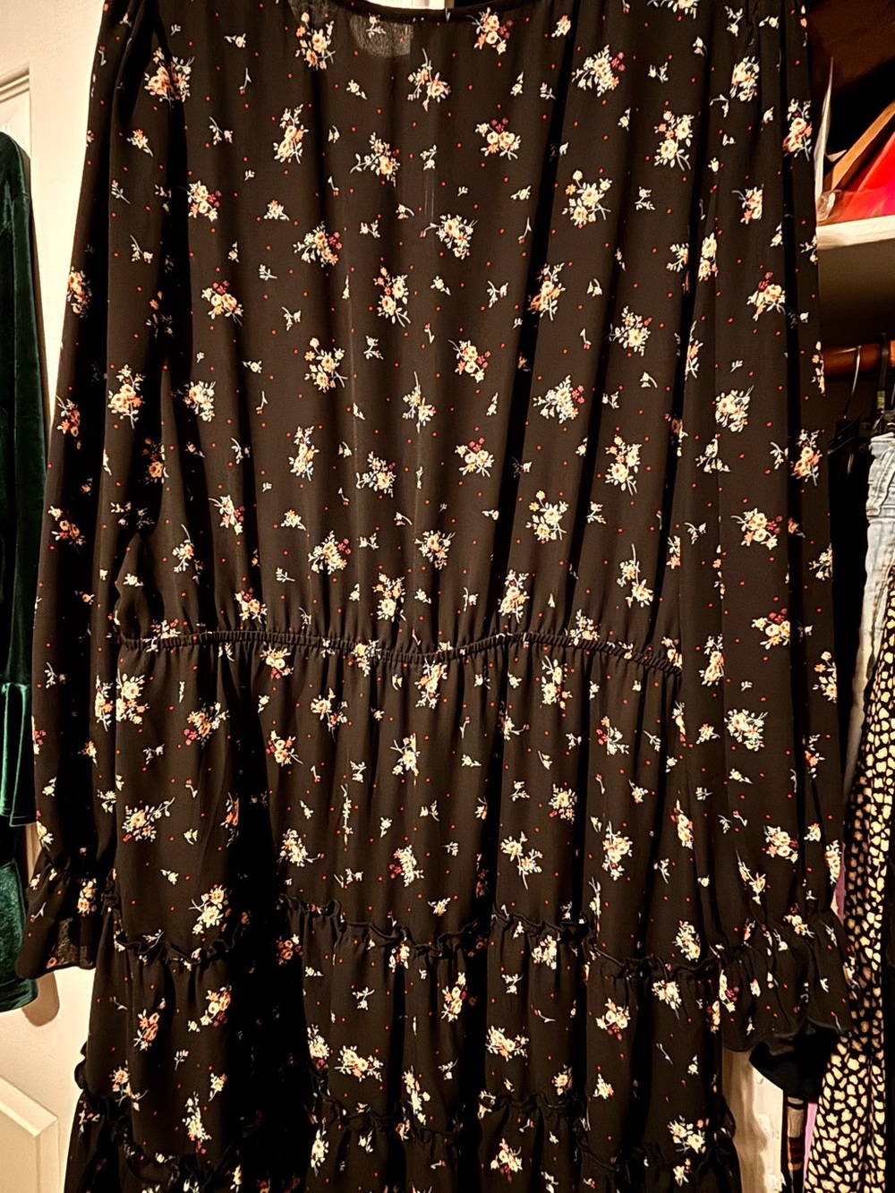 Inspired Hearts Black Floral Tiered Casual Dress